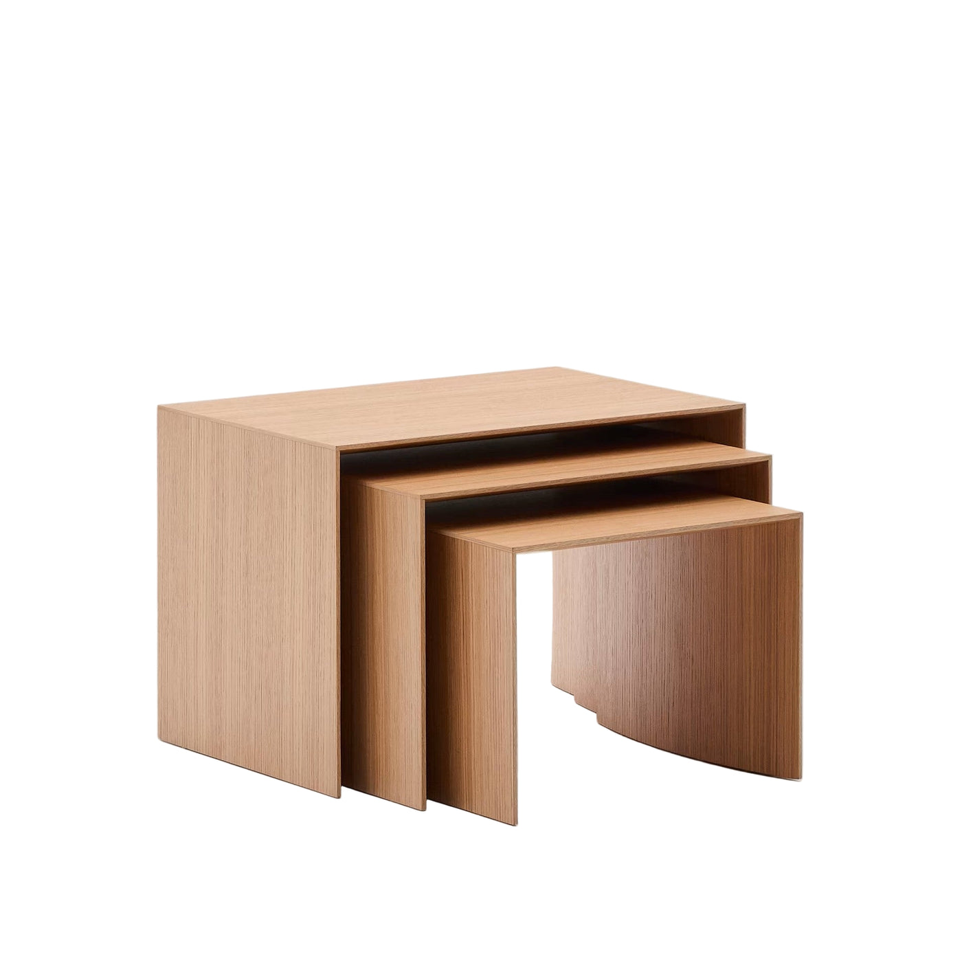 Ensemble de 3 tables gigognes KAVE HOME Litto en placage de chêne (60 x 40 / 51 x 36 / 42 x 31 cm)