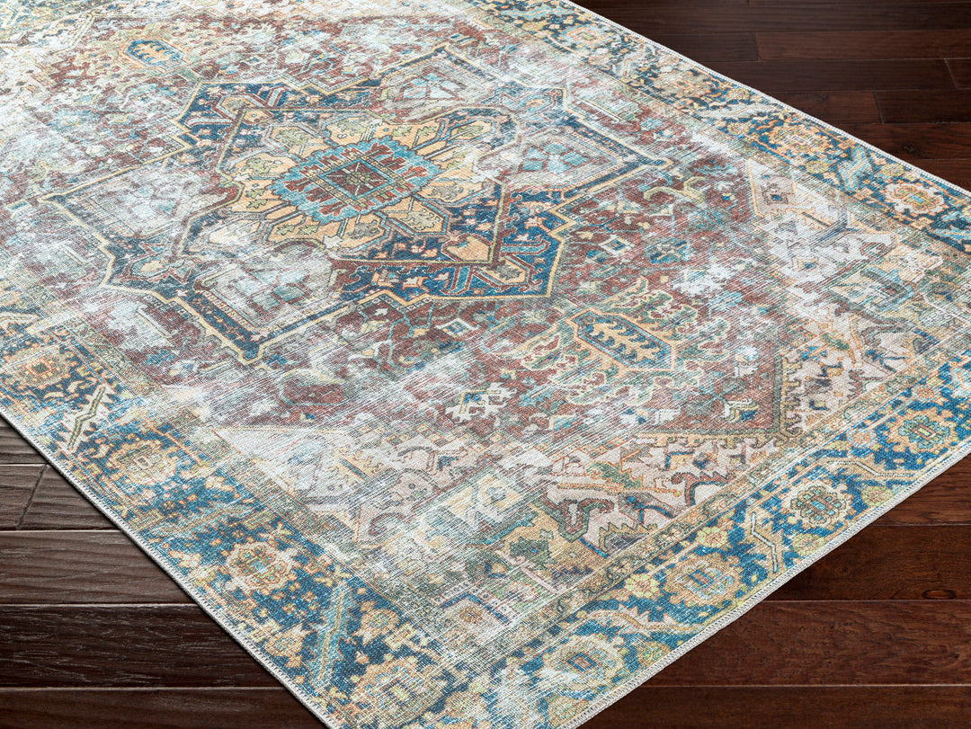 Tapis Vintage Lavable en Machine Gris/Bleu Berkeley