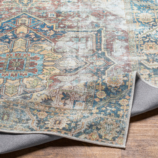 Tapis Vintage Lavable en Machine Gris/Bleu Berkeley