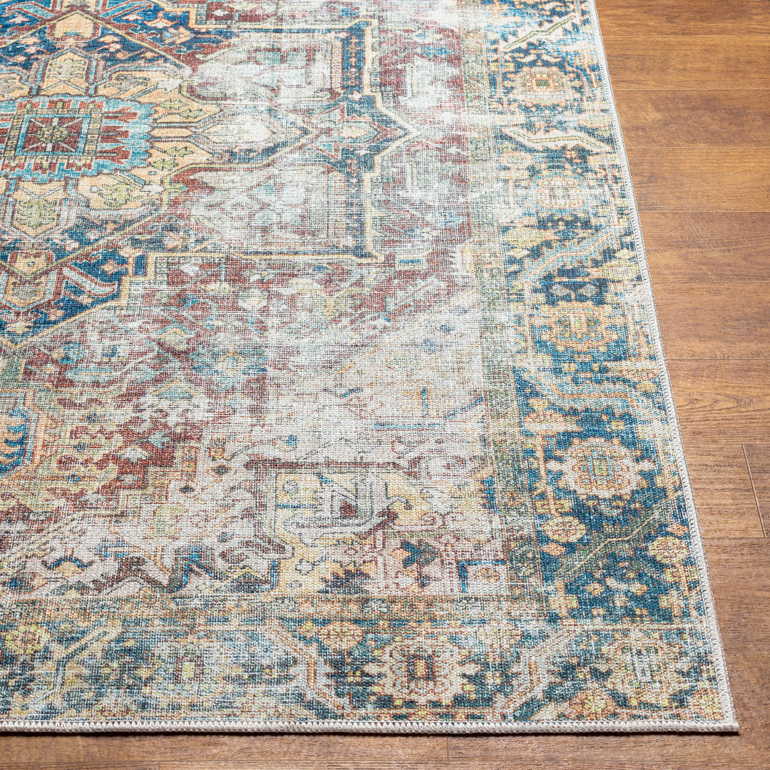 Tapis Vintage Lavable en Machine Gris/Bleu Berkeley