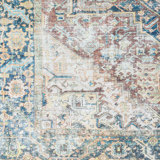 Tapis Vintage Lavable en Machine Gris/Bleu Berkeley