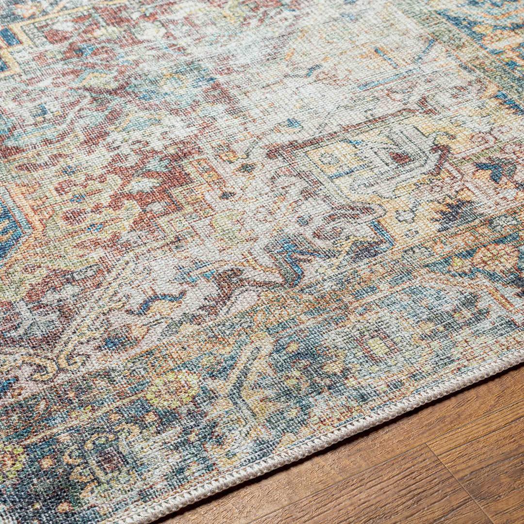Tapis Vintage Lavable en Machine Gris/Bleu Berkeley