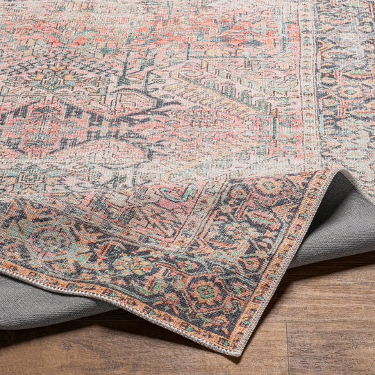 Tapis Vintage Lavable en Machine Rose Rotterdam