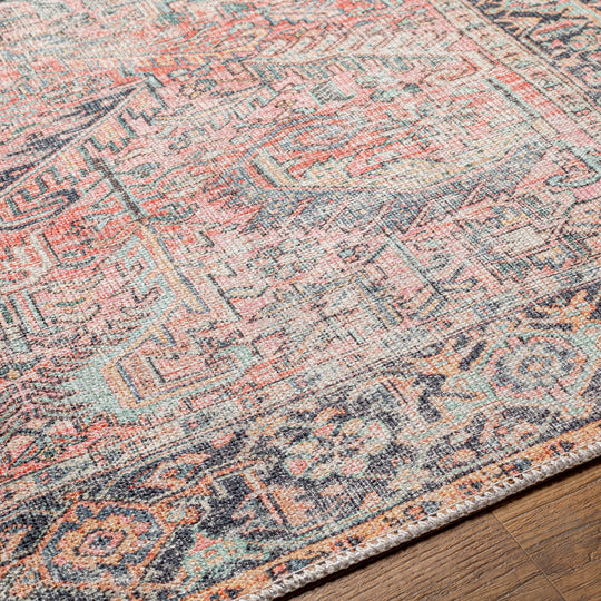 Tapis Vintage Lavable en Machine Rose Rotterdam