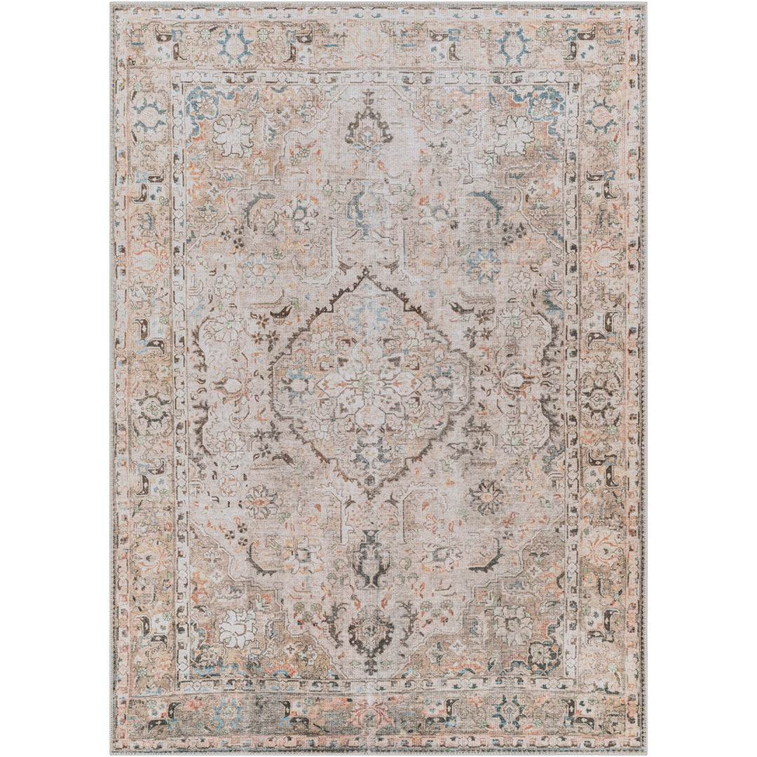 Tapis Vintage Lavable en Machine Marron/Gris Baku