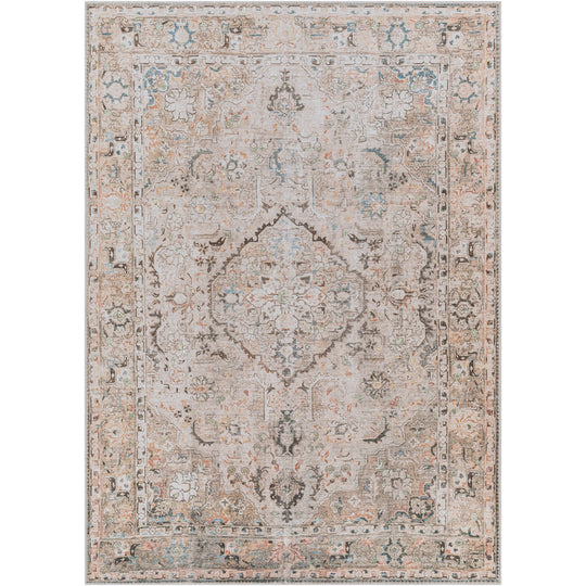 Tapis Vintage Lavable en Machine Marron/Gris Baku