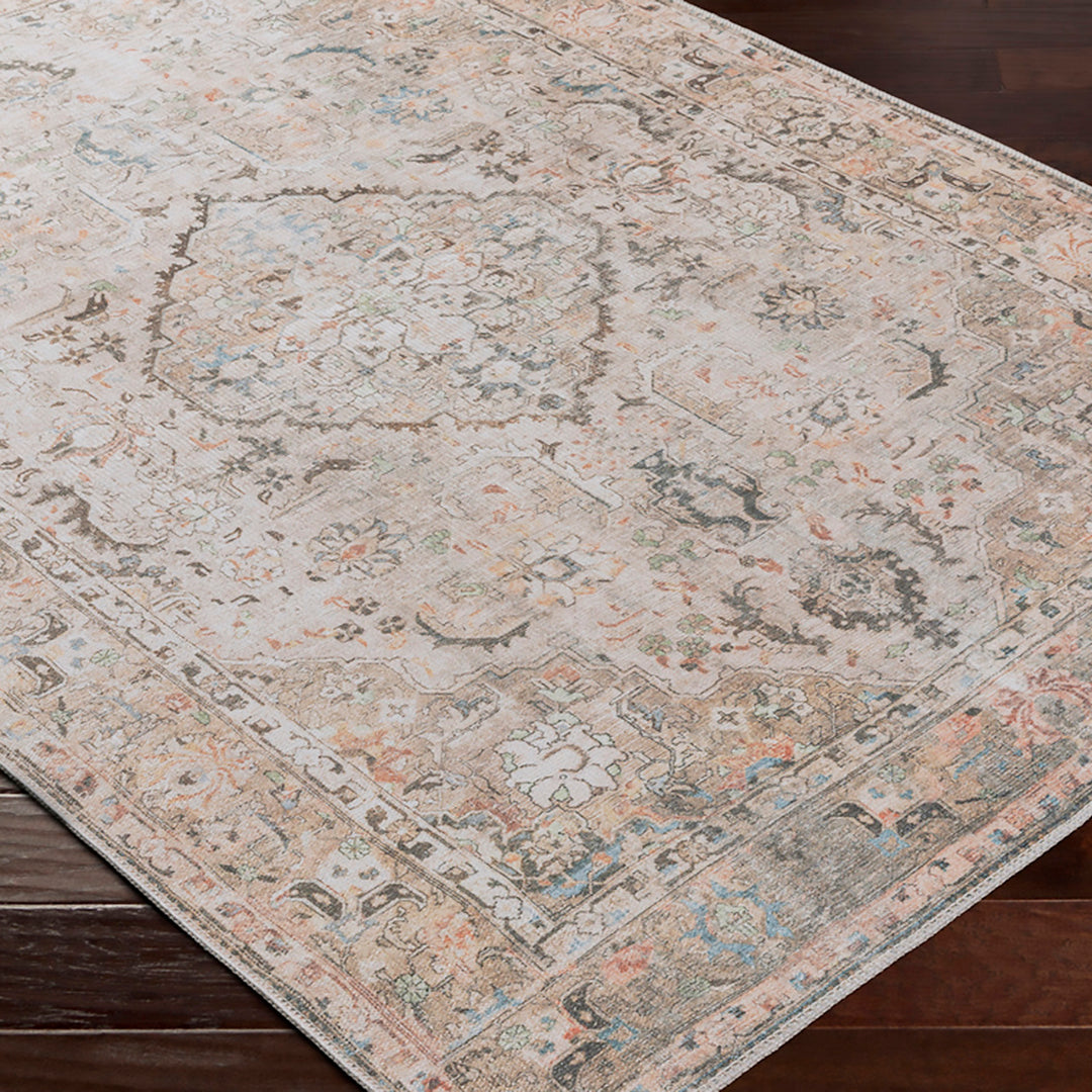 Tapis Vintage Lavable en Machine Marron/Gris Baku