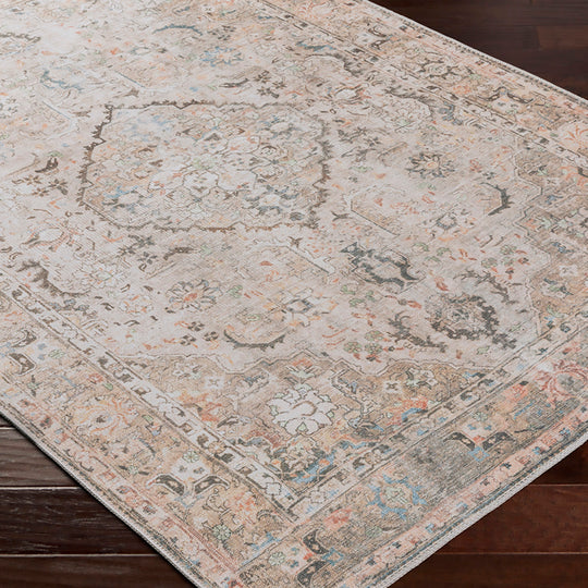 Tapis Vintage Lavable en Machine Marron/Gris Baku