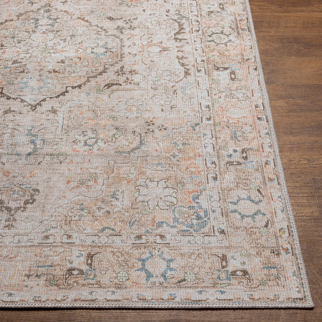 Tapis Vintage Lavable en Machine Marron/Gris Baku