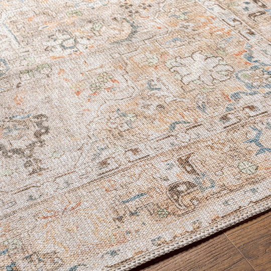 Tapis Vintage Lavable en Machine Marron/Gris Baku