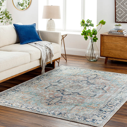 Tapis Vintage Lavable en Machine Rouge/Bleu Monza