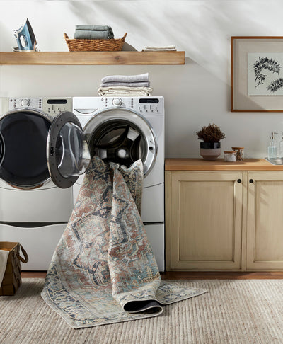 Tapis Vintage Lavable en Machine Rouge/Bleu Monza