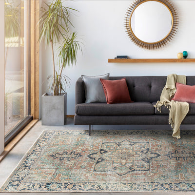 Tapis Vintage Lavable en Machine Rouge/Bleu Monza