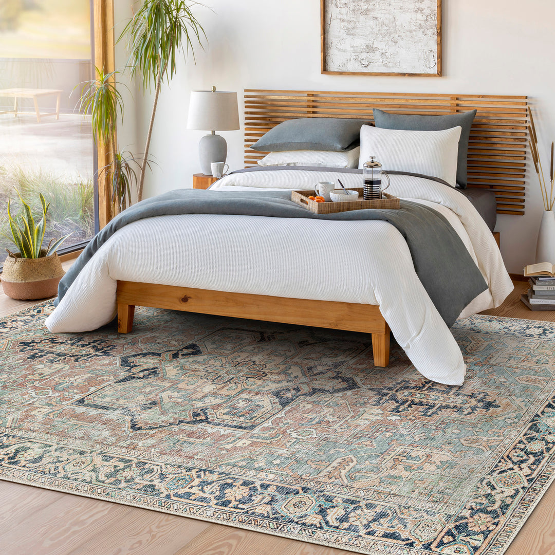 Tapis Vintage Lavable en Machine Rouge/Bleu Monza