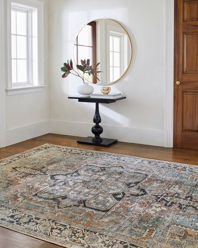 Tapis Vintage Lavable en Machine Rouge/Bleu Monza