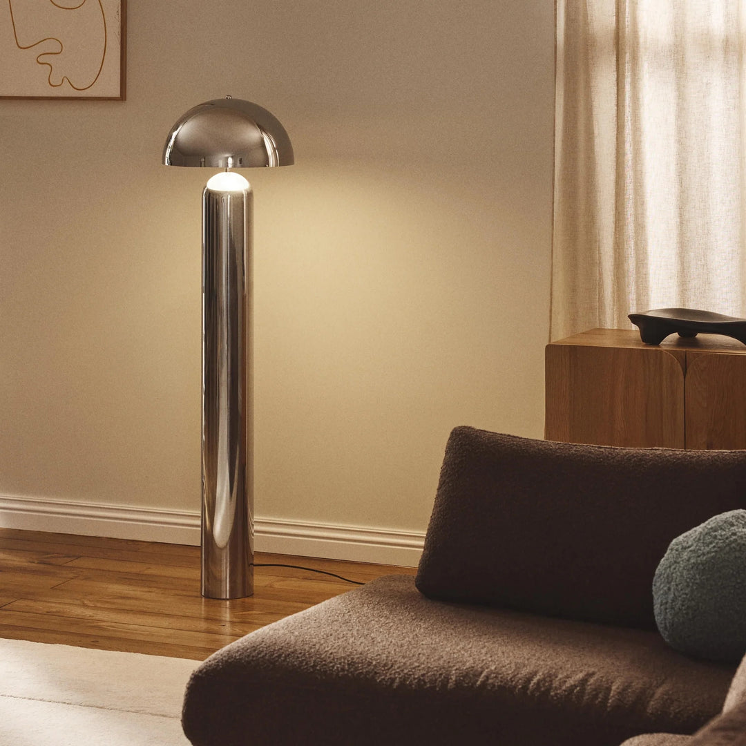 Lampadaire rétro WESTWING Walter gris chrome brillant