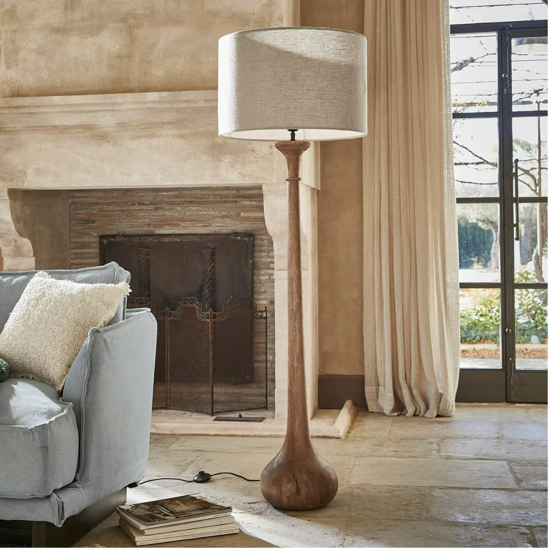 Lampe sur pied LOBERON Andrées en bois de manguier