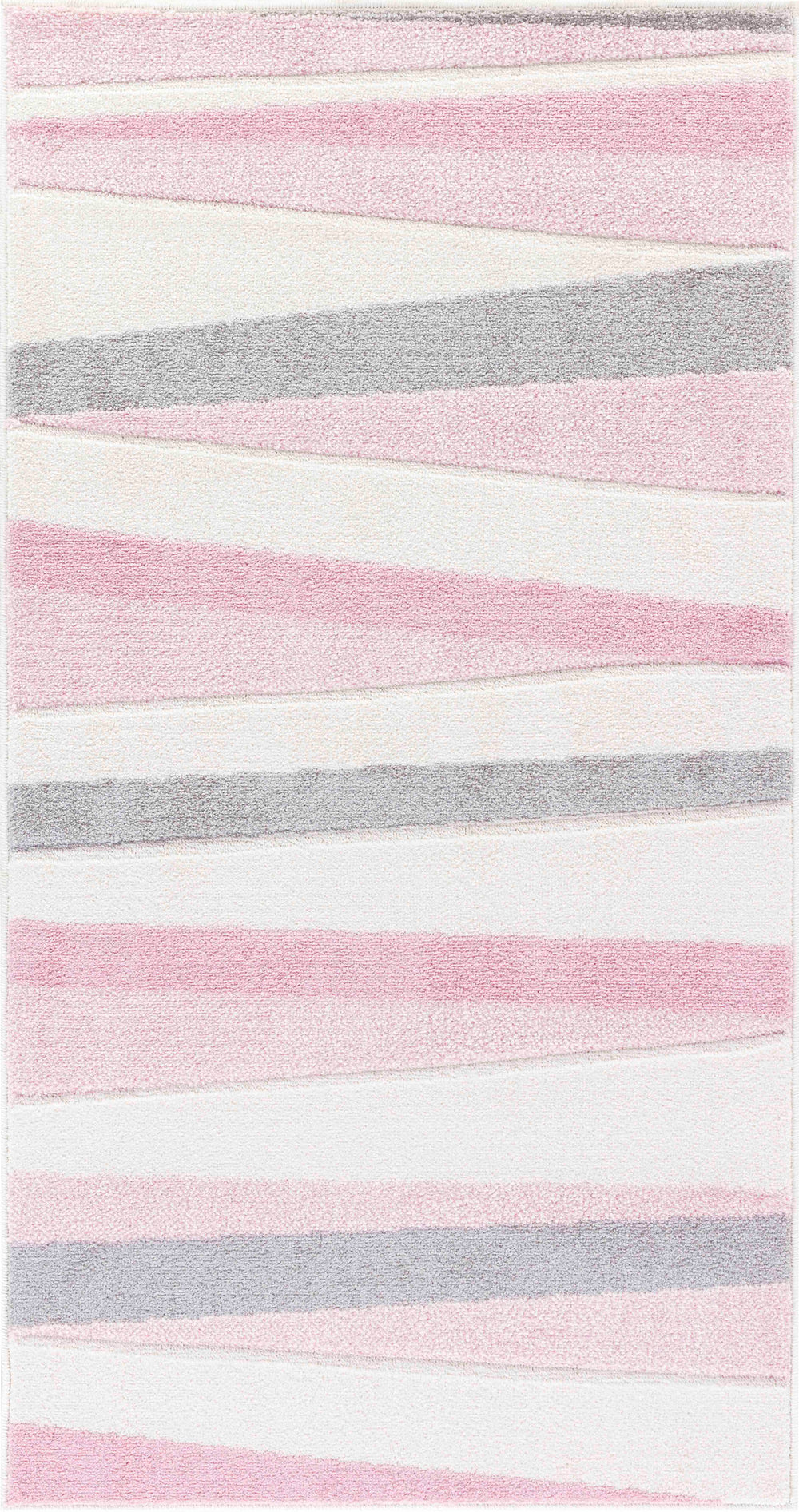 Tapis Enfant Pastel Motif Rayé Rose/Blanc Pastel