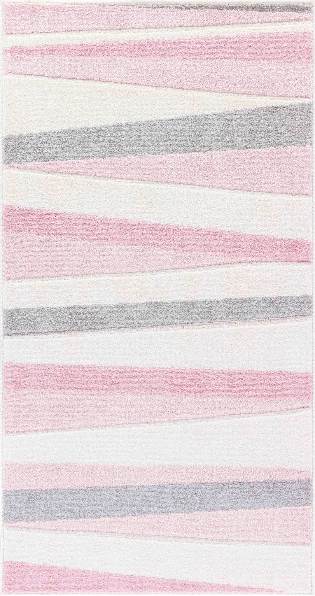 Tapis Enfant Pastel Motif Rayé Rose/Blanc Pastel