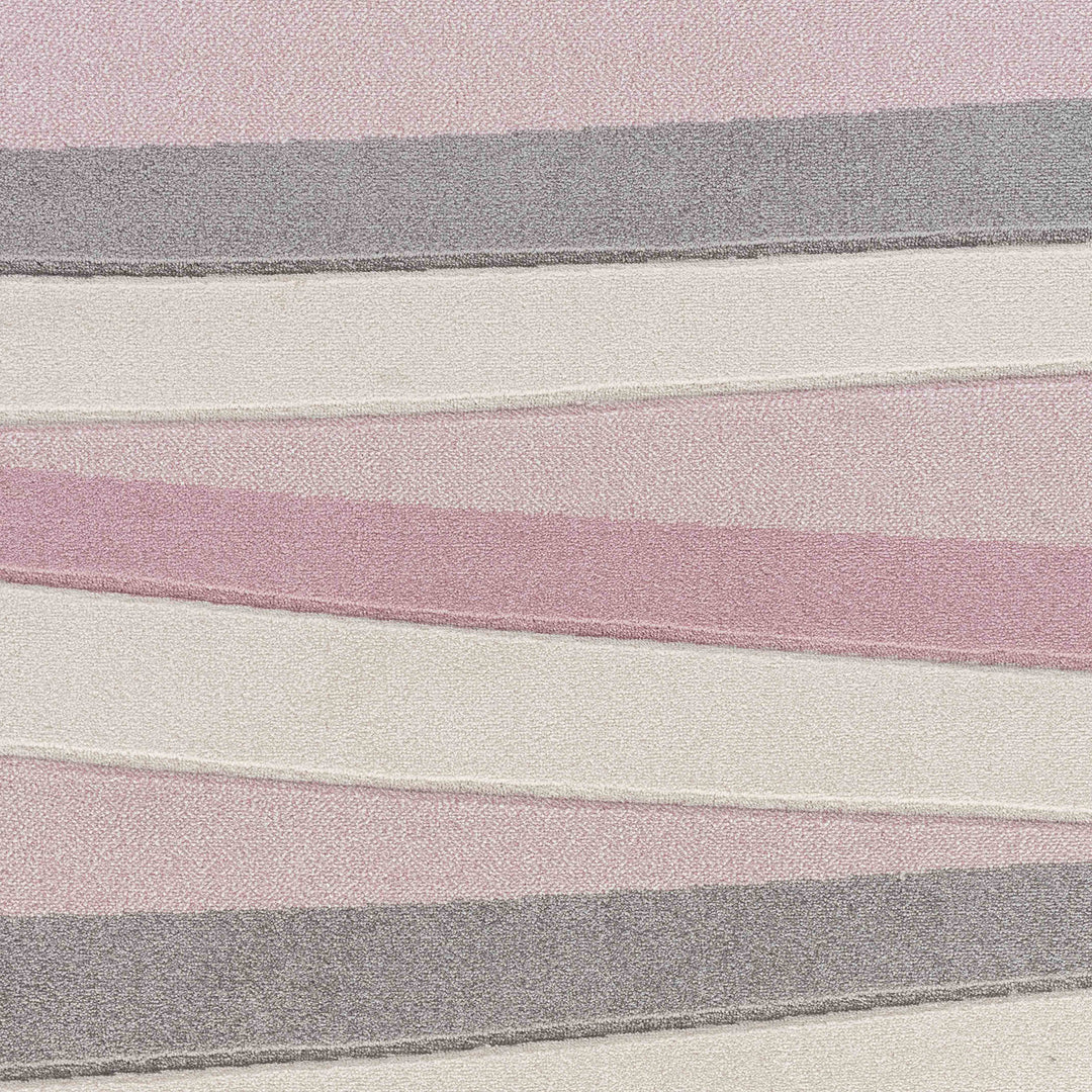 Tapis Enfant Pastel Motif Rayé Rose/Blanc Pastel