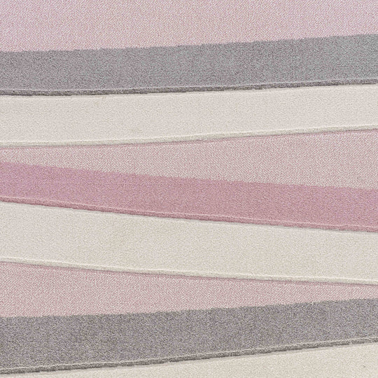 Tapis Enfant Pastel Motif Rayé Rose/Blanc Pastel