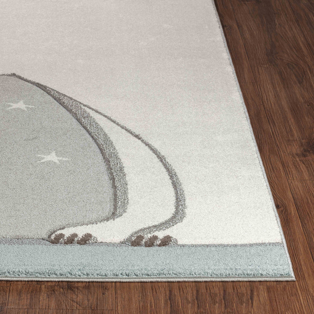 Tapis Enfant Ours/Lapin Nuit Étoilée Blanc/Gris Cloudy