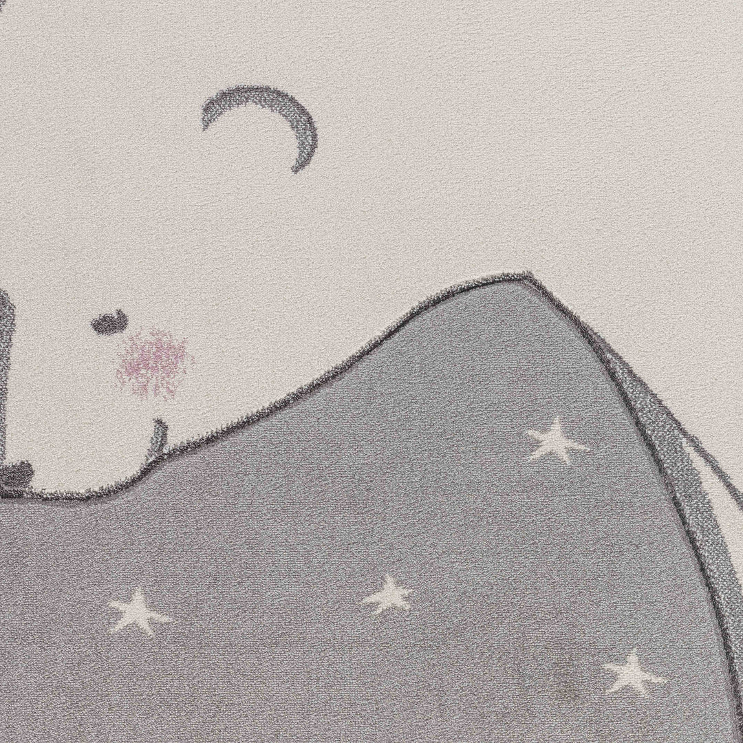 Tapis Enfant Ours/Lapin Nuit Étoilée Blanc/Gris Cloudy