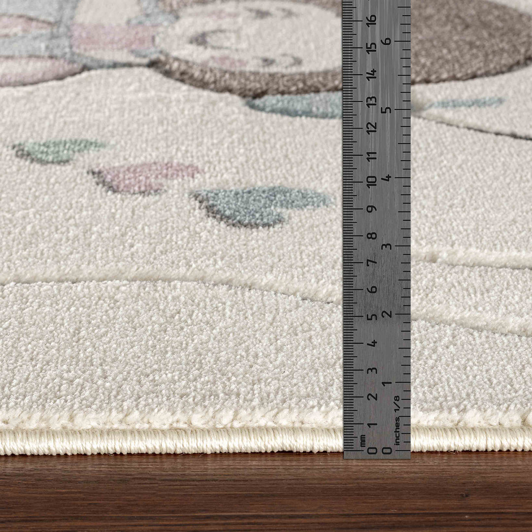 Tapis Enfant Montgolfières & Ballons Beige/Rose Cute
