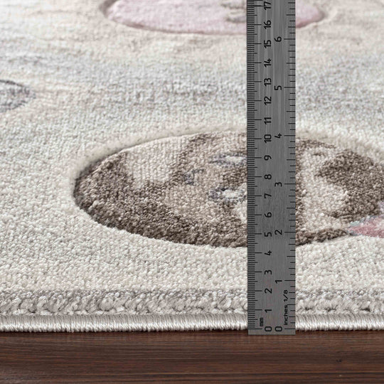 Tapis Enfant Planètes Animées Beige/Gris Milky