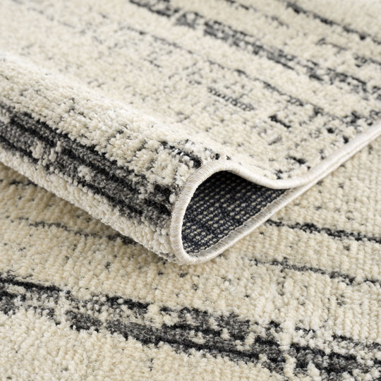 Tapis de Couloir Scandinave Moderne Ivoire/Gris Okaya