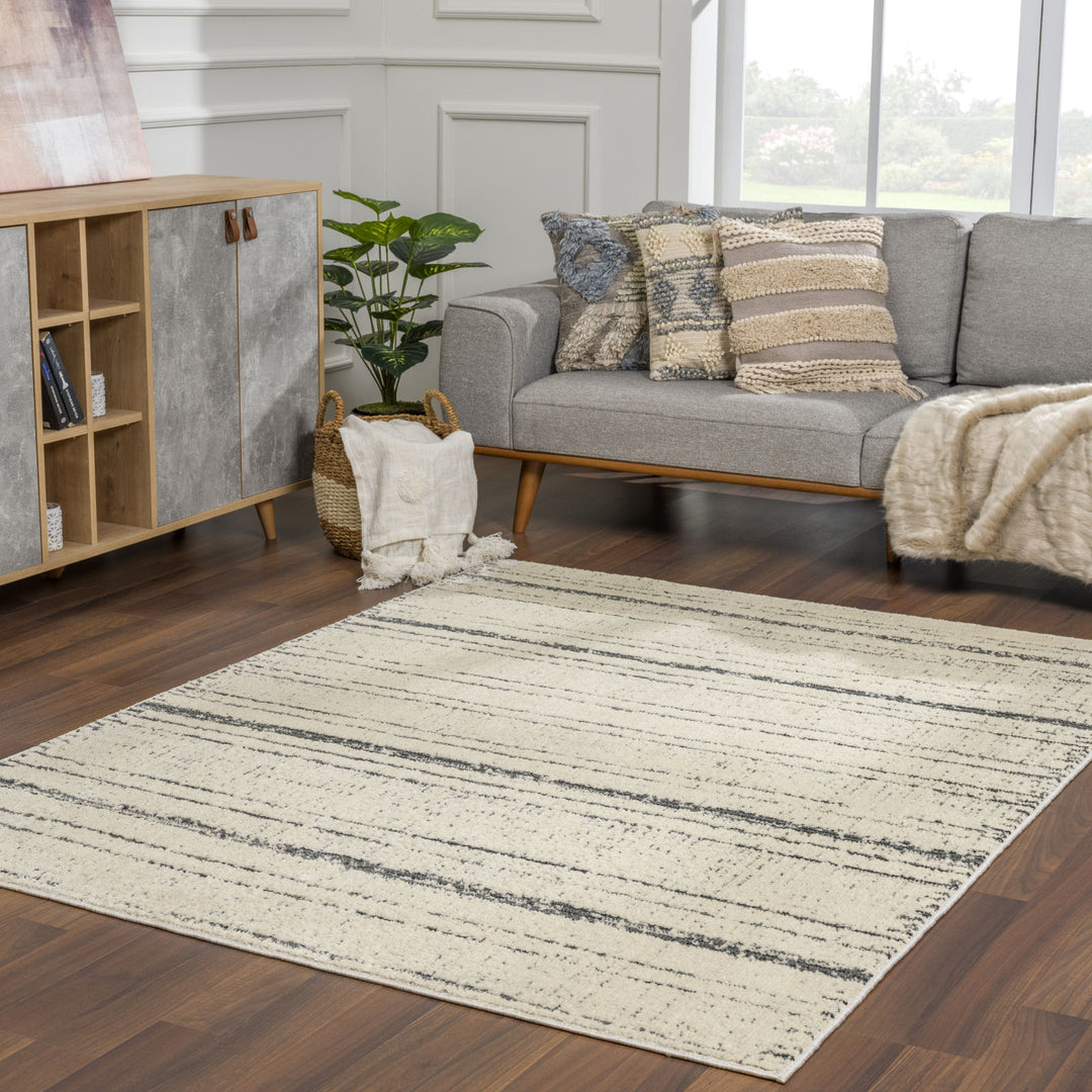 Tapis Scandinave Moderne Ivoire/Gris Okaya