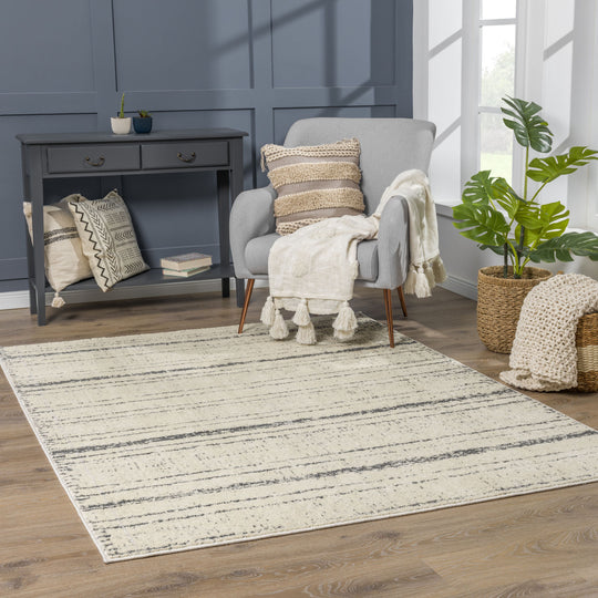 Tapis Scandinave Moderne Ivoire/Gris Okaya