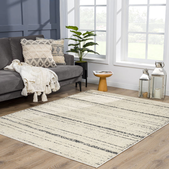 Tapis Scandinave Moderne Ivoire/Gris Okaya