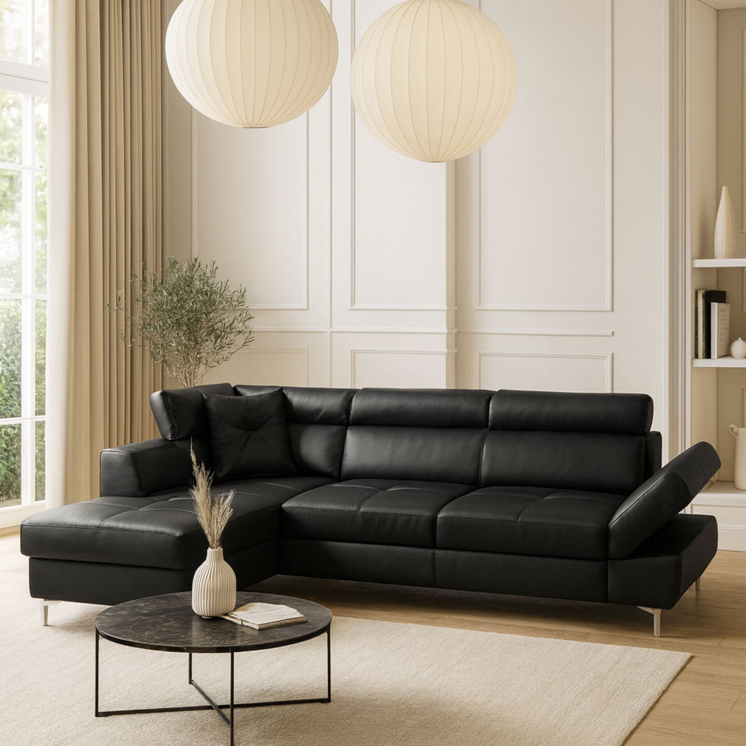 Canapé d'angle gauche convertible BEST MOBILIER Lisbona 5 places Noir