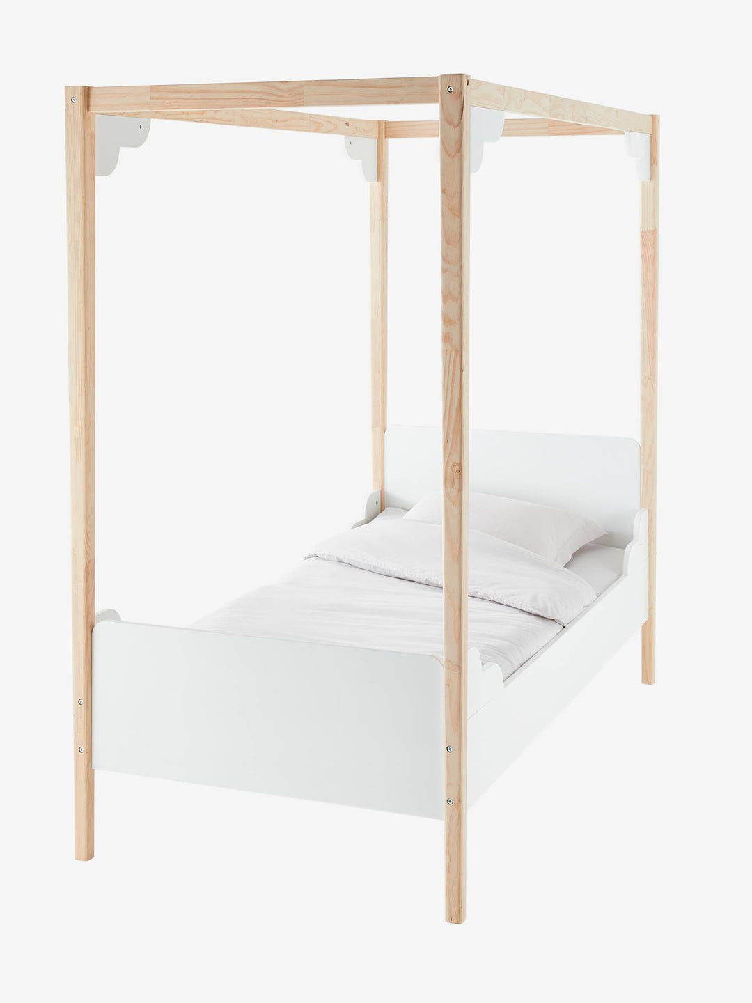 Lit à baldaquin enfant LIGNE ROMANCE Blanc – Vertbaudet