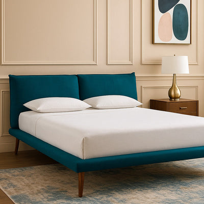 Lit en lin Bleu canard 160x200cm, Aurore design E. Gallina AM.PM