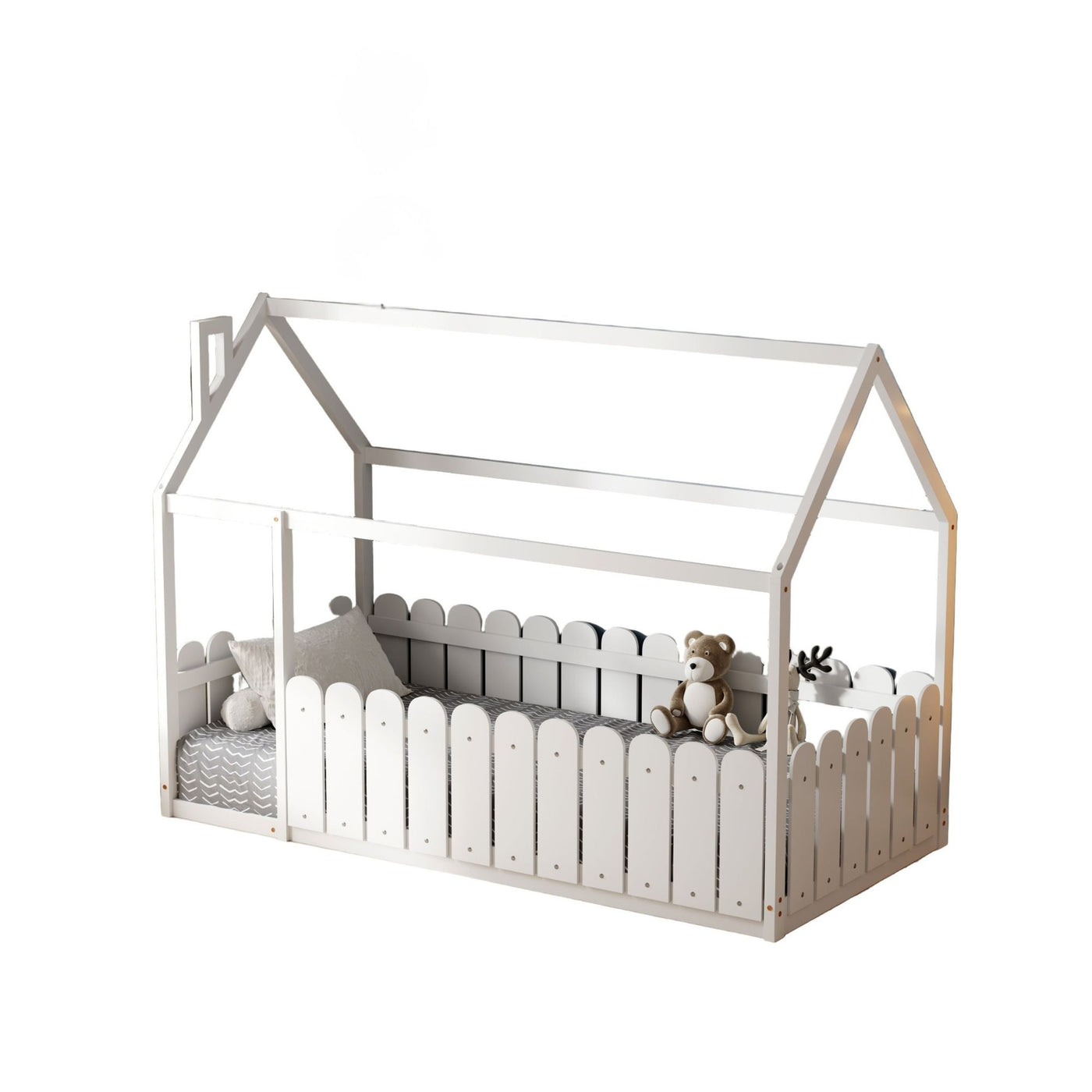 Lit cabane enfant avec barriere 90x190cm