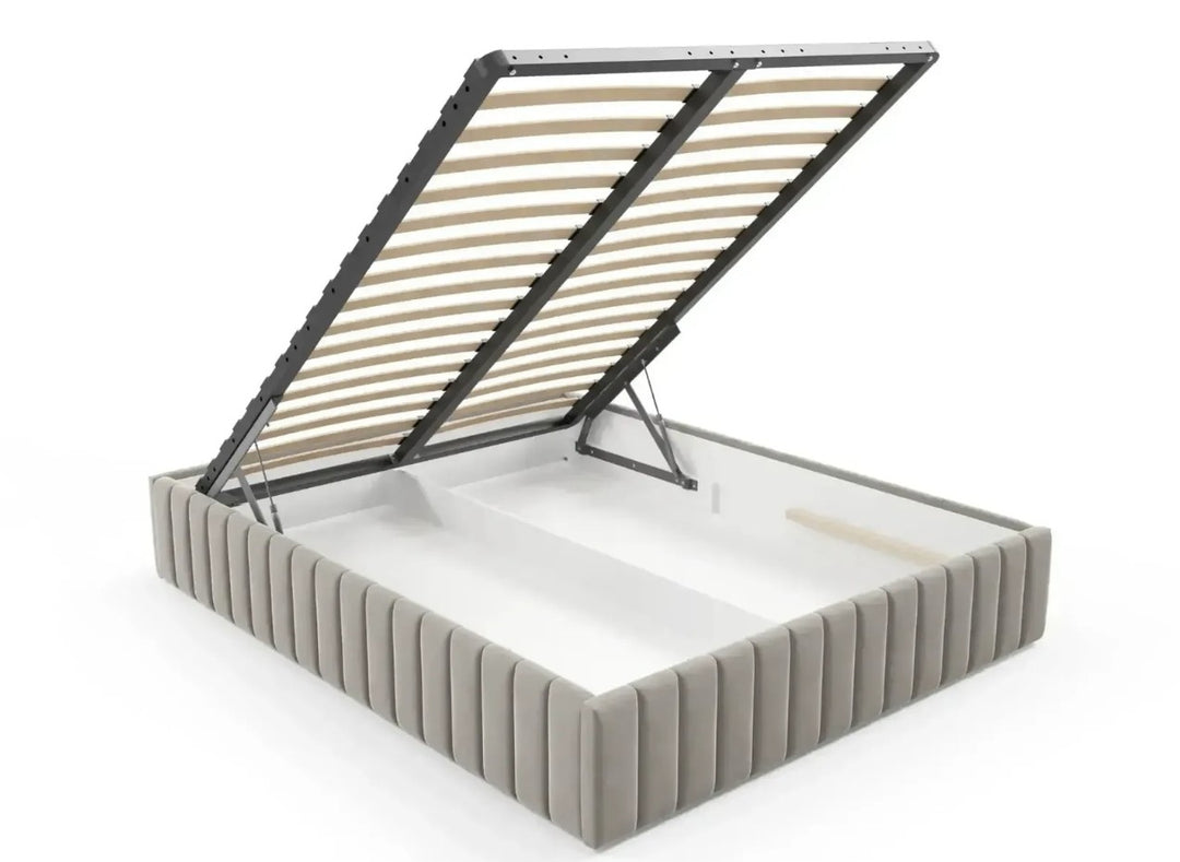 Lit coffre CASANOVA PARIS Elena velours beige 160x200