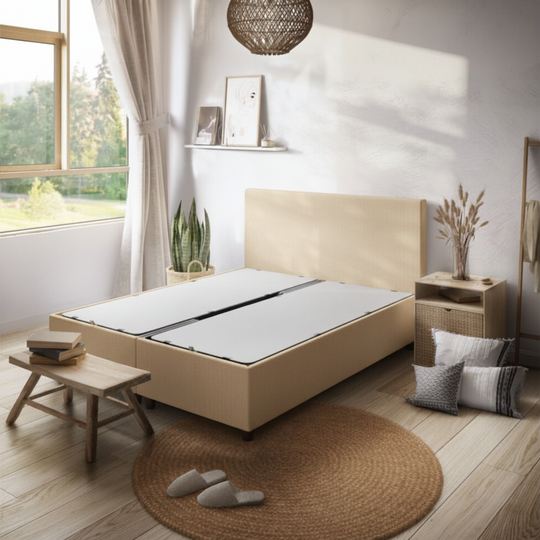 Lit coffre Le Roi du Matelas Alpha sable 160x200cm