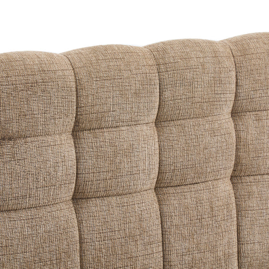 Lit coffre DRAWER Acara matelassé  avec tête de lit en tissu beige chiné 160x200 cm
