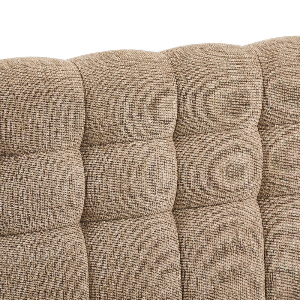 Lit coffre DRAWER Acara matelassé  avec tête de lit en tissu beige chiné 160x200 cm