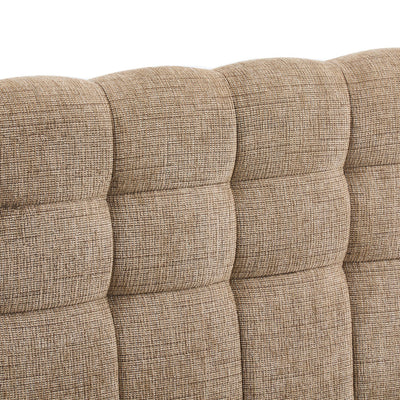 Lit coffre DRAWER Acara matelassé  avec tête de lit en tissu beige chiné 160x200 cm