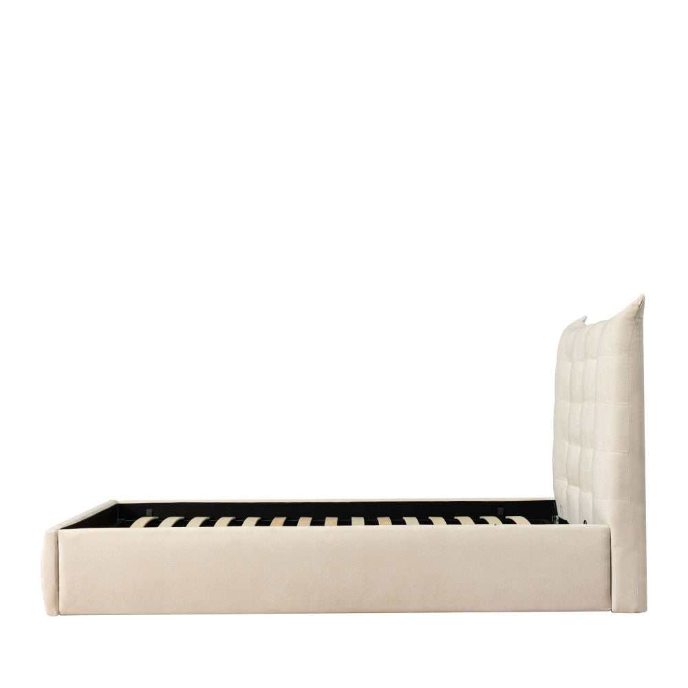 Lit coffre DRAWER Serenita en tissu écru 160x200 cm