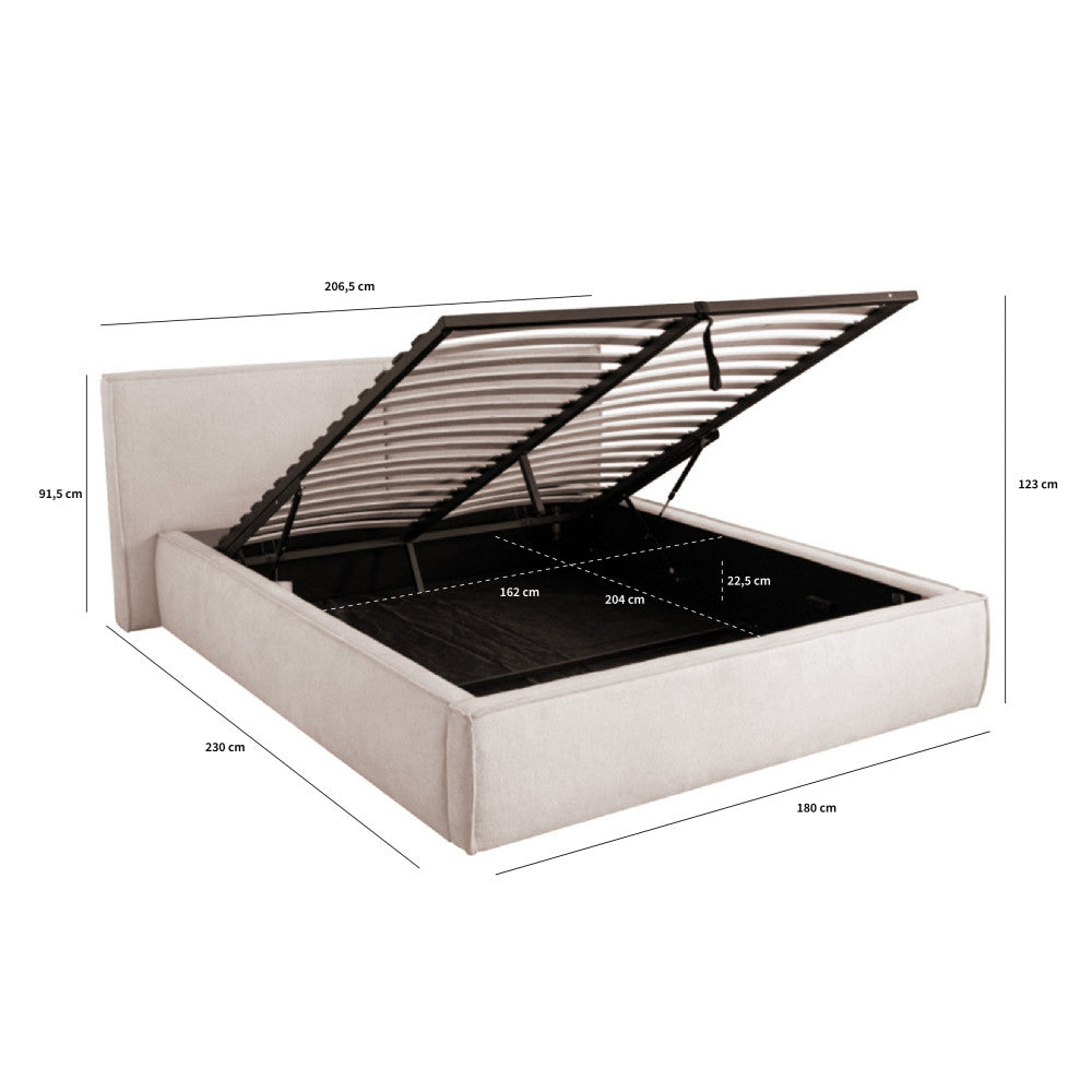 Lit coffre DRAWER Liberia 160x200cm écru