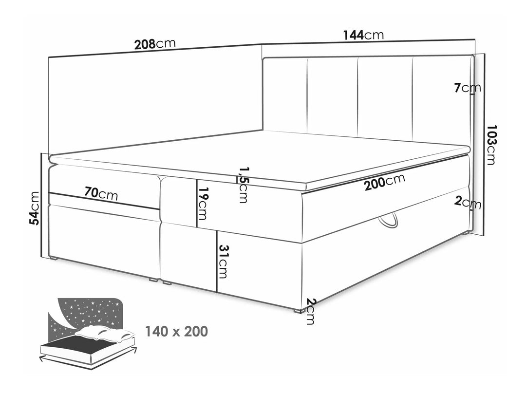 Lit continental 140x200cm MOBILIER 1 Baltimore 147 (Manila 02)