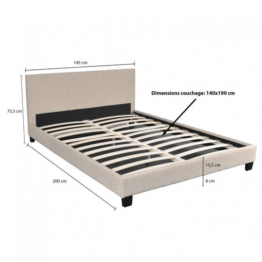 Lit avec sommier Weber DUBLIN 140x190cm beige