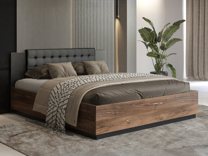 Lit MOBILIER 1 Felelie 104 en chêne foncé cuivré
