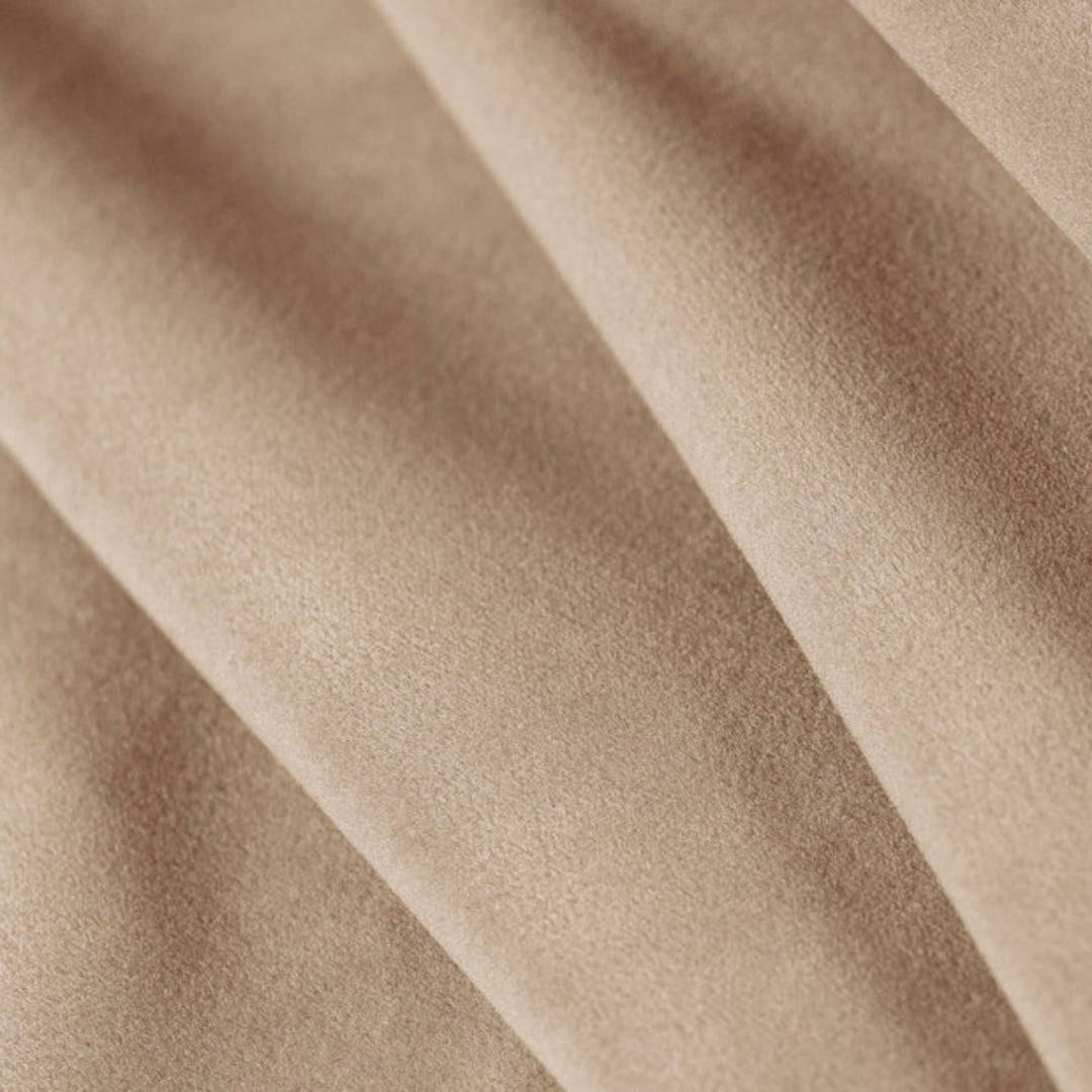 Lit MICADONI Aveline en Velours et Cuir végan Amande beige et Bordeaux 200x200cm