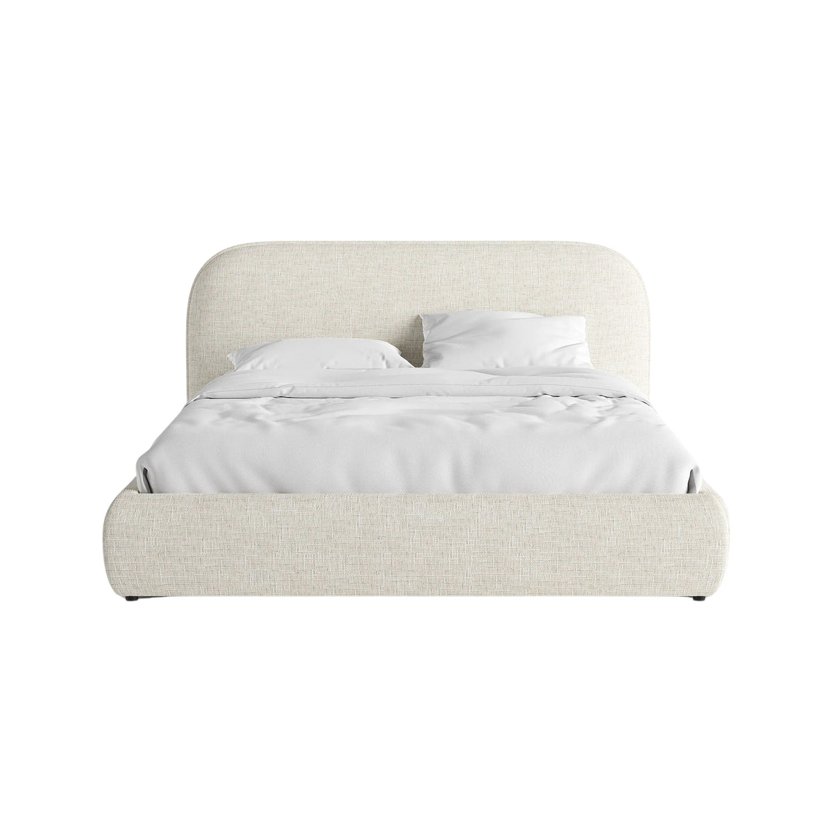 Lit MICADONI Murada 180x200cm en tissu chenille beige clair