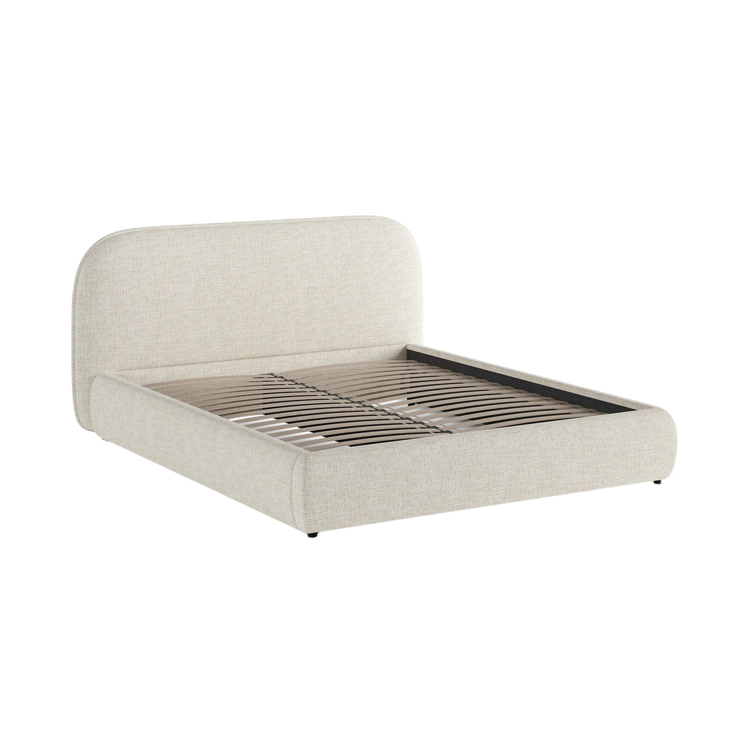 Lit MICADONI Murada 180x200cm en tissu chenille beige clair